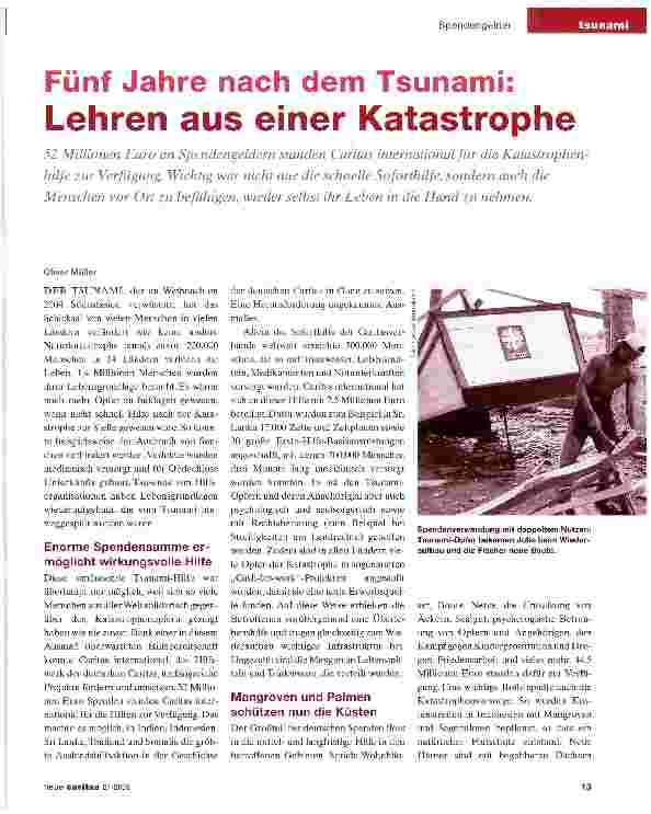 Vorschauseite 1: Fünf Jahre nach dem Tsunami: Lehren aus einer Katastrophe