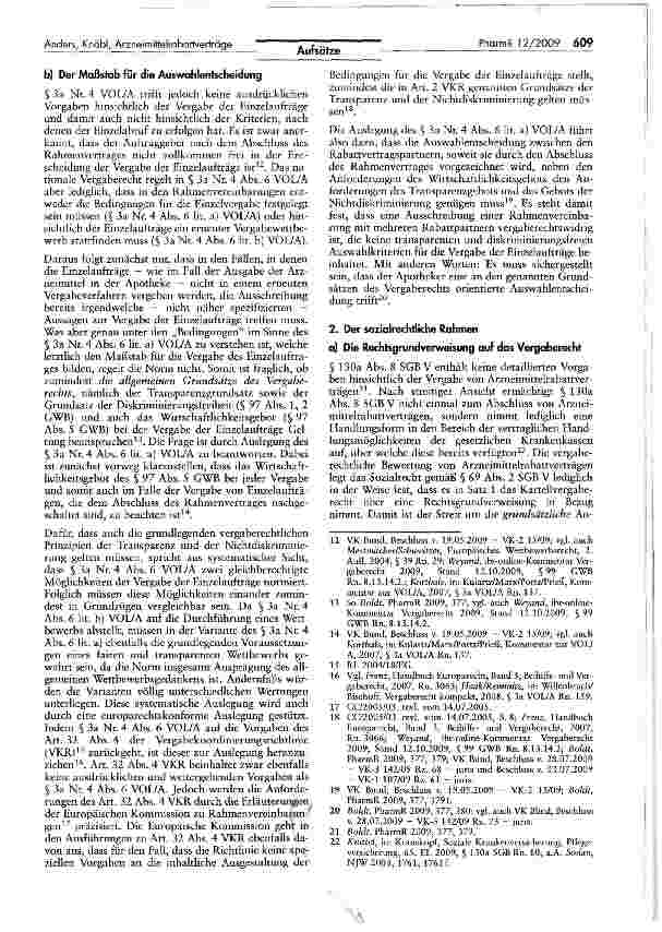 Vorschauseite 3: Arzneimittelrabattverträge mit mehreren pharmazeutischen Unternehmen — Verläuft die Schnittstelle von Sozialund Vergaberecht durch die Apotheke?