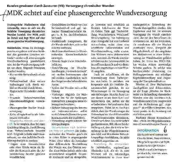 Vorschauseite 1: MDK achtet auf eine phasengerechte Wundversorgung