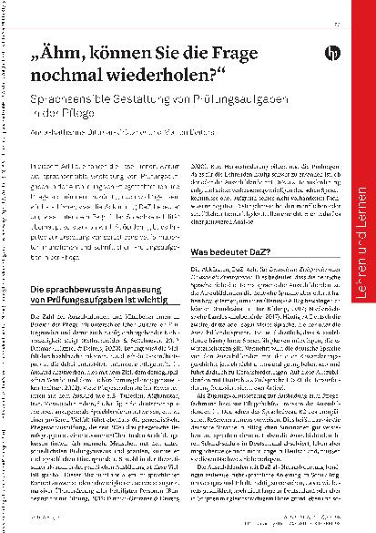 Vorschauseite 1: „Ähm, können Sie die Frage nochmal wiederholen?“ Sprachsensible Gestaltung von Prüfungsaufgaben in der Pflege