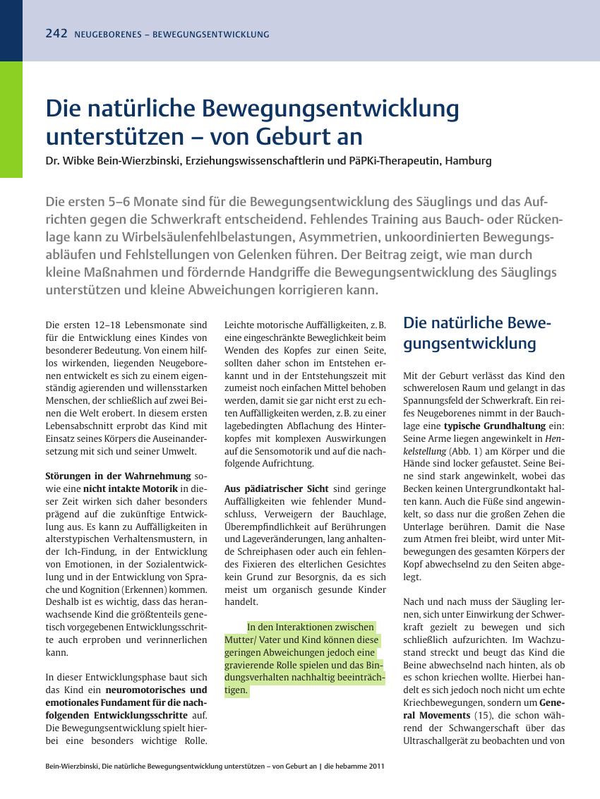 Vorschauseite 1: Die natürliche Bewegungsentwicklung ―unterstützen – von Geburt an