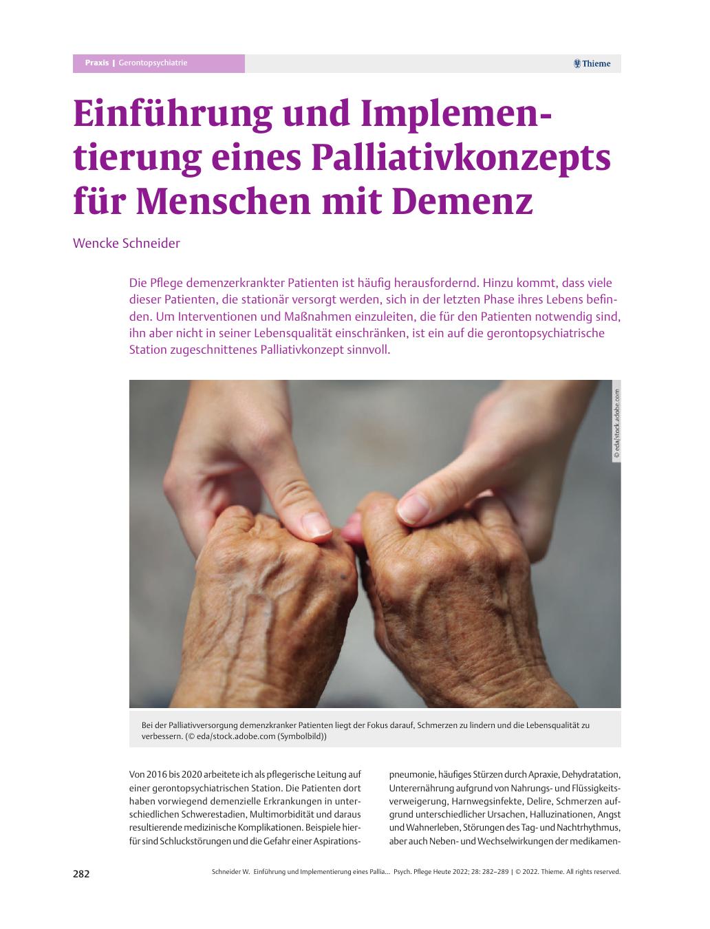 Vorschauseite 1: Einführung und Implementierung eines Palliativkonzepts für Menschen mit Demenz