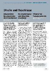 Vorschauseite 1: Urteile und Beschlüsse
