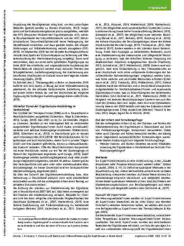 Vorschauseite 2: Chancen und Risiken einer Vollakademisierung der Ergotherapie in Deutschland