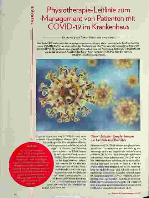 Vorschauseite 1: Physiotherapie-Leitlinie zum Management von Patienten mit COVID-19 im Krankenhaus
