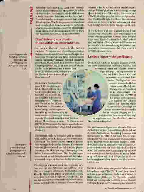Vorschauseite 3: Physiotherapie-Leitlinie zum Management von Patienten mit COVID-19 im Krankenhaus