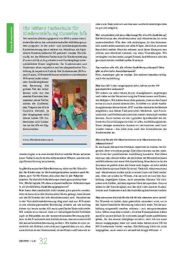 Vorschauseite 3: Der Schulleiter zieht Bilanz nach zehn Jahren Höhere Fachschule. «Die Schule hat sicherlich zu mehr Qualität im Berufsfeld beigetragen.»