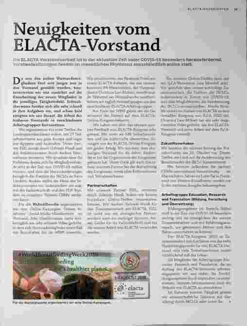 Vorschauseite 1: Neuigkeiten vom ELACTA-Vorstand
