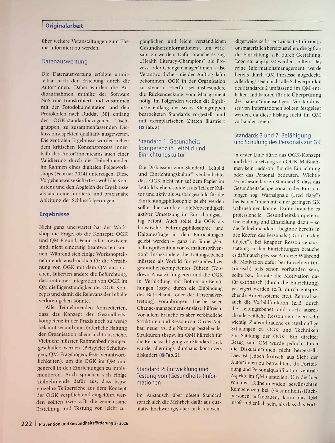 Vorschauseite 6: Organisationale Gesundheitskompetenz und Qualitätsmanagement – Freund, Feind oder friedvolle Koexistenz? Ergebnisse eines Workshops mit Expertinnen für Qualitätsmanagement im Gesu…