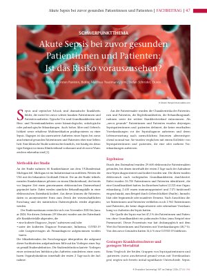 Vorschauseite 1: Akute Sepsis bei zuvor gesunden Patientinnen und Patienten: Ist das Risiko vorauszusehen?