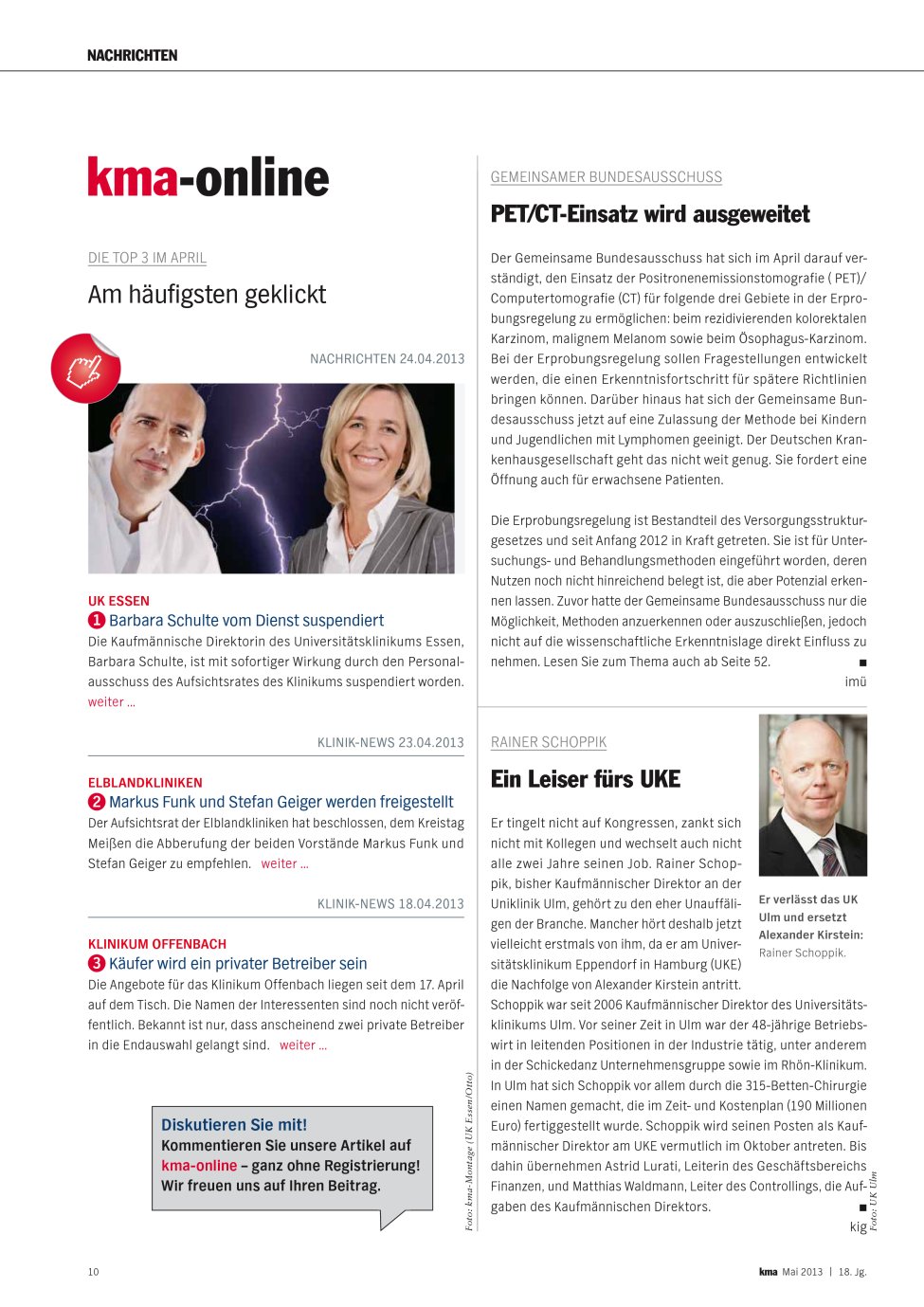 Vorschauseite 1: PET/CT-Einsatz wird ausgeweitet