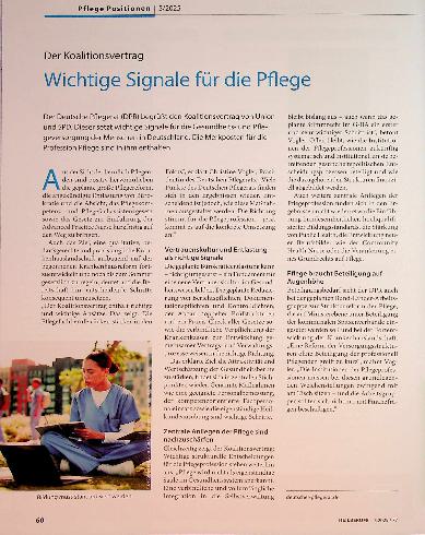 Vorschauseite 1: Der Koalitionsvertrag Wichtige Signale für die Pflege