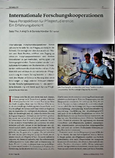 Vorschauseite 1: Internationale Forschungskooperationen Neue Perspektiven für Pflegestudierende: Ein Erfahrungsbericht
