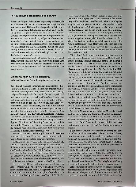 Vorschauseite 5: Internationale Forschungskooperationen Neue Perspektiven für Pflegestudierende: Ein Erfahrungsbericht