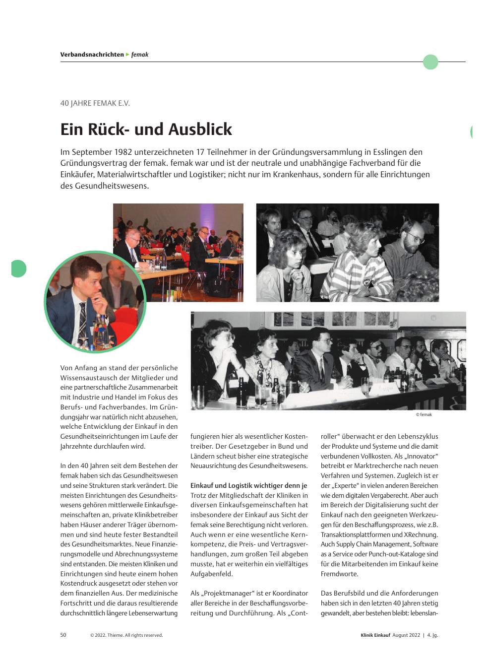 Vorschauseite 1: 40 Jahre Femak e. V. : Ein Rückund Ausblick