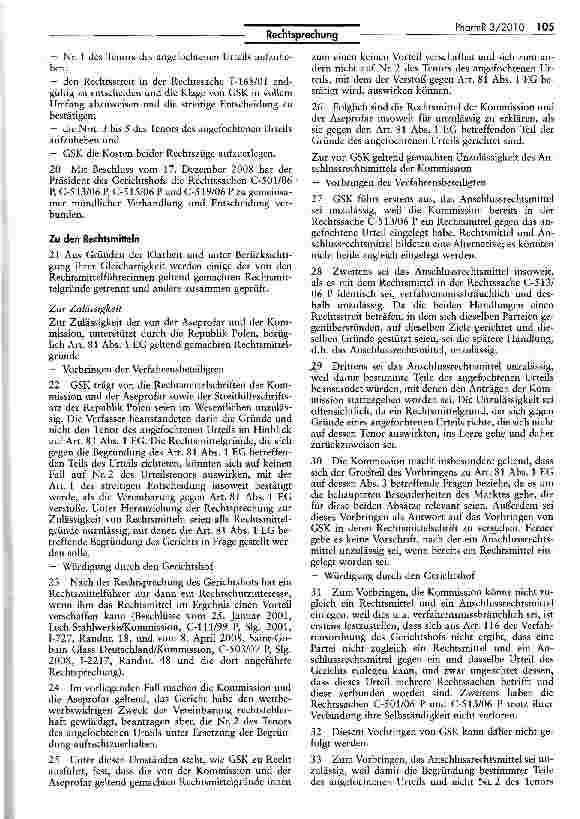 Vorschauseite 3: Vereinbarung zum Verkauf von Arzneimitteln im Parallelimport zu höheren Preisen verstößt gegen das Gemeinschaftsrecht