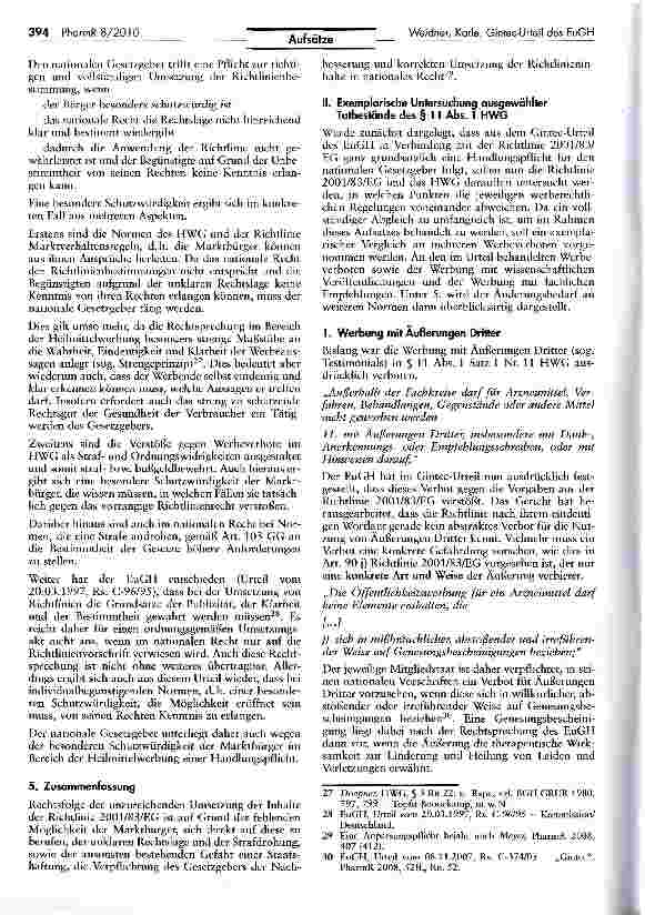 Vorschauseite 4: Das Gintec-Urteil des EuGH und die Folgen für das HWG