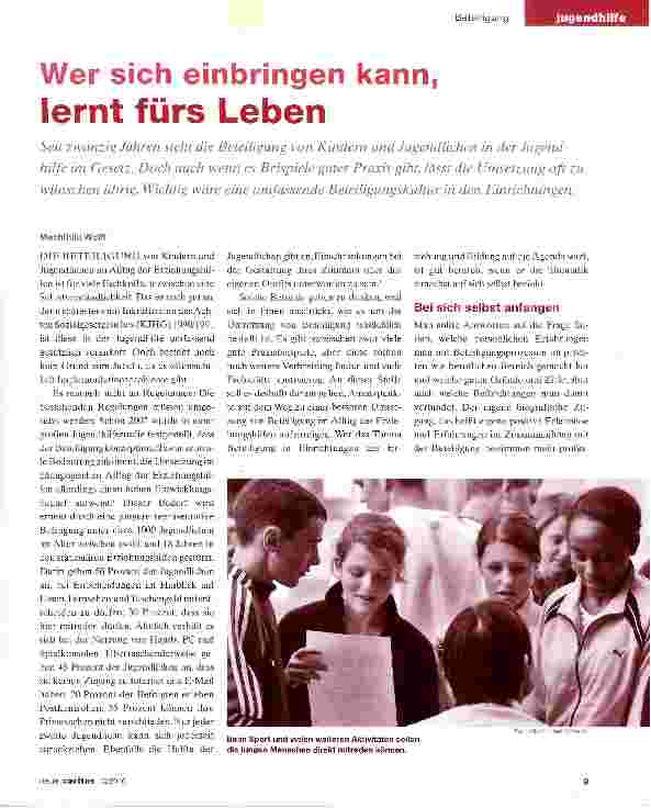 Vorschauseite 1: Wer sich einbringen kann, lernt fürs Leben