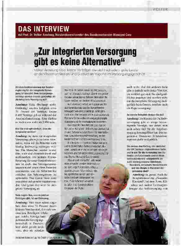 Vorschauseite 1: Zur integrierten Versorgung gibt es keine Alternative