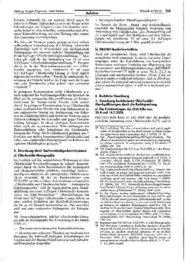 Vorschauseite 4: Antiinfektiva und Desinfektiva: Arzneimittel, Medizinprodukte, Biozideoder Kosmetika? — Beispiel Chlorhexidin-Produkte
