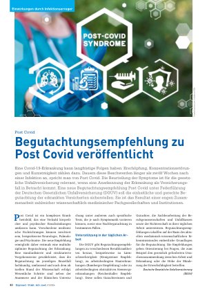 Vorschauseite 1: Begutachtungsempfehlung zu Post Covid veröffentlicht