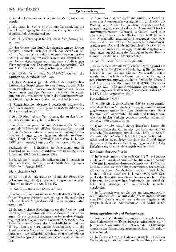 Vorschauseite 2: Ergänzendes Schutzzertifikat für Arzneimittel -Anwendungsbereich der Verordnung (EWG) Nr. 1768/92