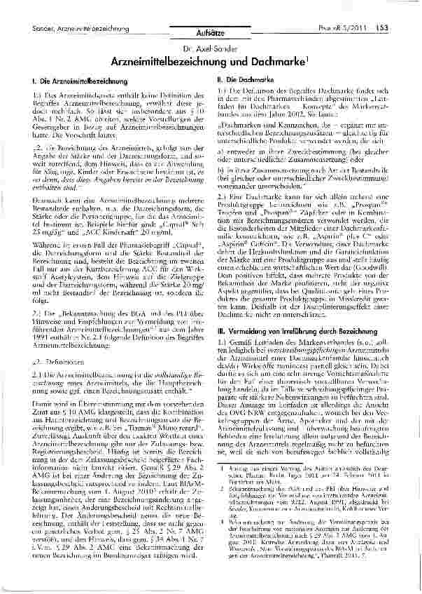 Vorschauseite 1: Arzneimittelbezeichnung und Dachmarke