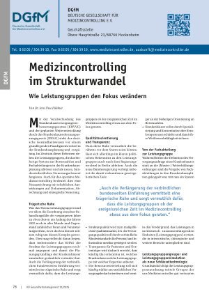 Vorschauseite 1: Medizincontrolling im Strukturwandel Wie Leistungsgruppen den Fokus verändern