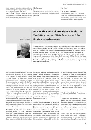 Vorschauseite 1: »Aber die Seele, diese eigene Seele …« Fundstücke aus der Hinterlassenschaft der Erfahrungsseelenkunde