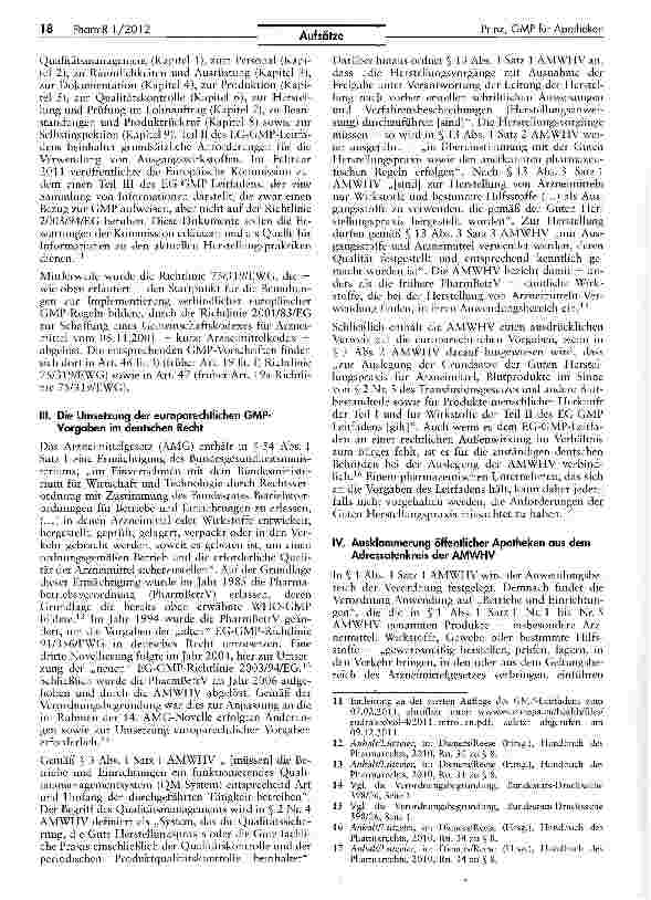 Vorschauseite 3: Die Good Manufacturing Practice (GMP) und ihre fehlende Verbindlichkeit für Apotheken