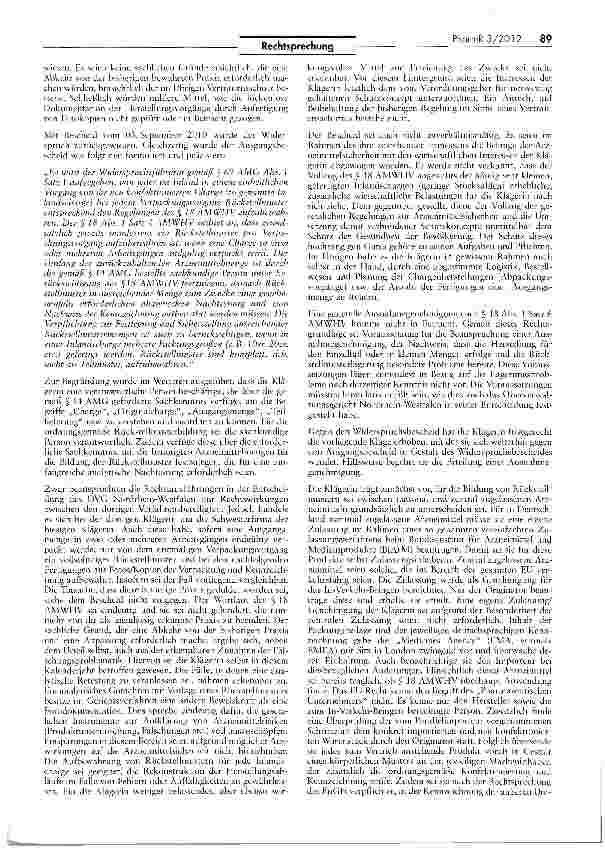 Vorschauseite 2: Rückstellmusterverpflichtung beim Parallelimport