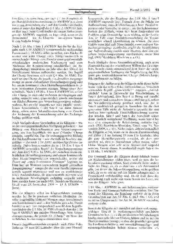 Vorschauseite 6: Rückstellmusterverpflichtung beim Parallelimport