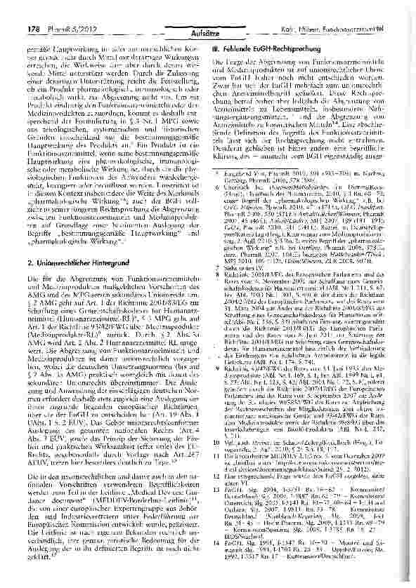 Vorschauseite 2: Die Rechtsprechung des BGH zur Abgrenzung von Funktionsarzneimitteln und Medizinprodukten auf dem Prüfstand des Unionsrechts