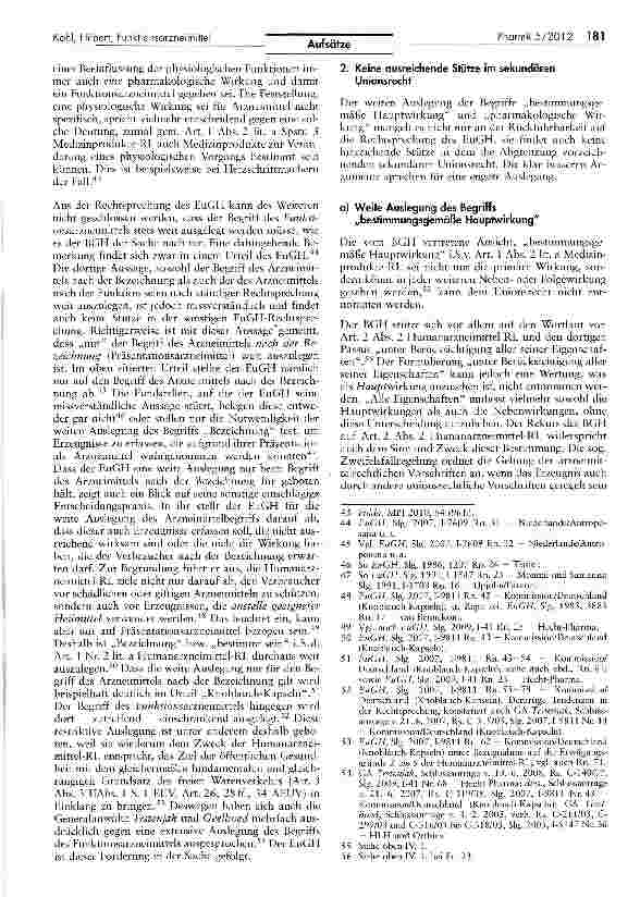 Vorschauseite 5: Die Rechtsprechung des BGH zur Abgrenzung von Funktionsarzneimitteln und Medizinprodukten auf dem Prüfstand des Unionsrechts