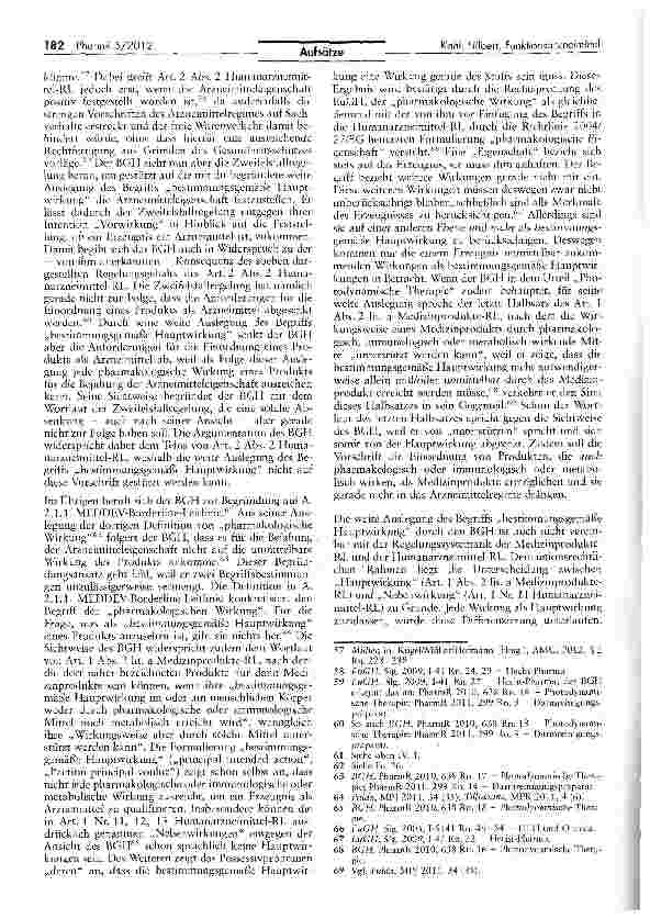 Vorschauseite 6: Die Rechtsprechung des BGH zur Abgrenzung von Funktionsarzneimitteln und Medizinprodukten auf dem Prüfstand des Unionsrechts