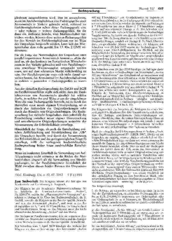 Vorschauseite 2: Zur Verletzung von Markenrechten AEUV Art. 36; GMV Art. 9 I 2 Buchst, a), 13 II
