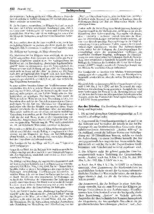 Vorschauseite 3: Zur Verletzung von Markenrechten AEUV Art. 36; GMV Art. 9 I 2 Buchst, a), 13 II