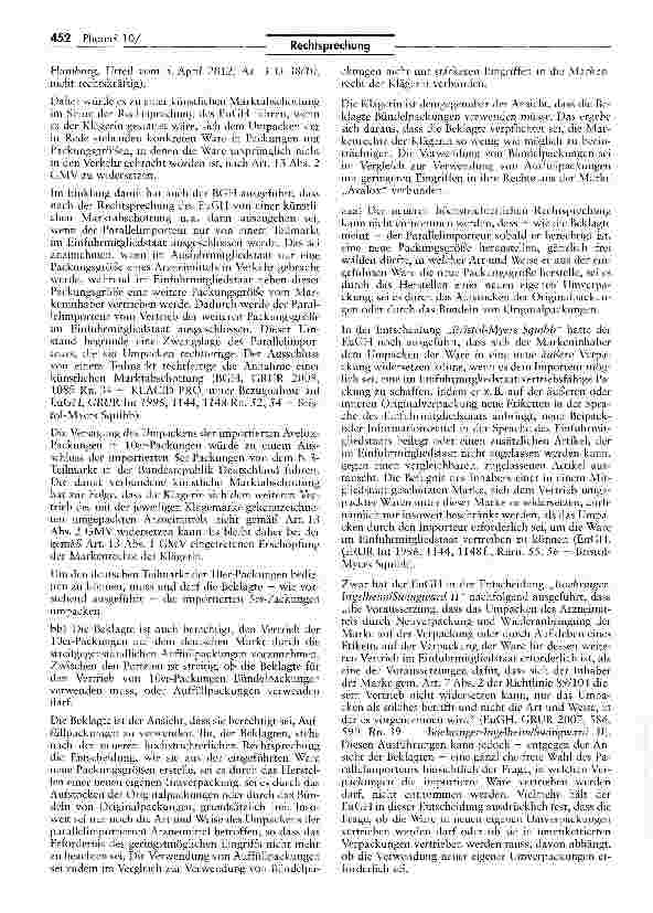Vorschauseite 5: Zur Verletzung von Markenrechten AEUV Art. 36; GMV Art. 9 I 2 Buchst, a), 13 II