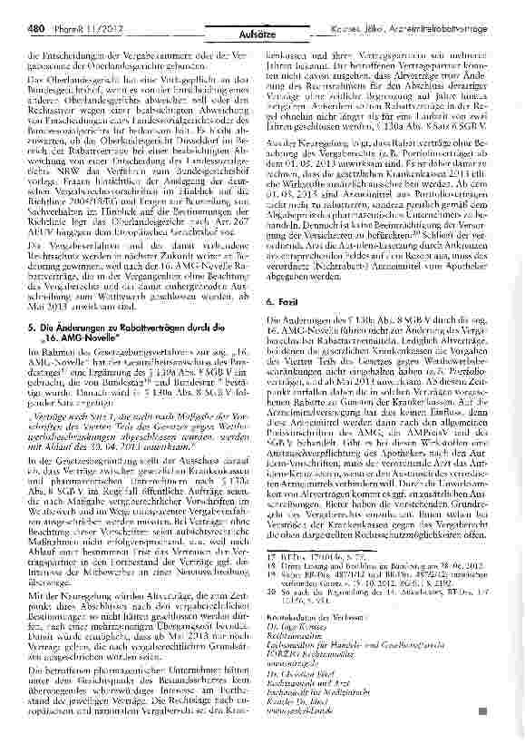 Vorschauseite 4: Arzneimittelrabattverträge und Vergaberecht nach dem Ende der Portfolioverträge 2013