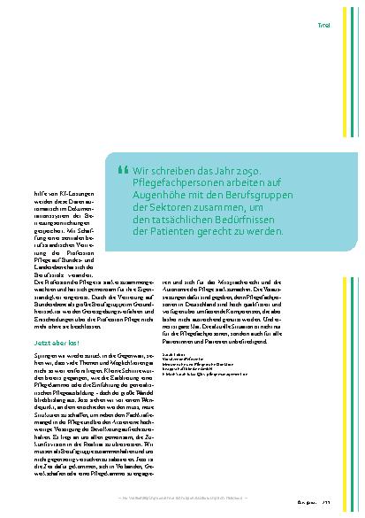 Vorschauseite 2: Impuls Pflege: Als Berufsgruppe stärker zusammenhalten.