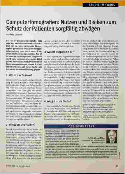 Vorschauseite 1: Computertomografien: Nutzen und Risiken zum Schutz der Patienten sorgfältig abwägen