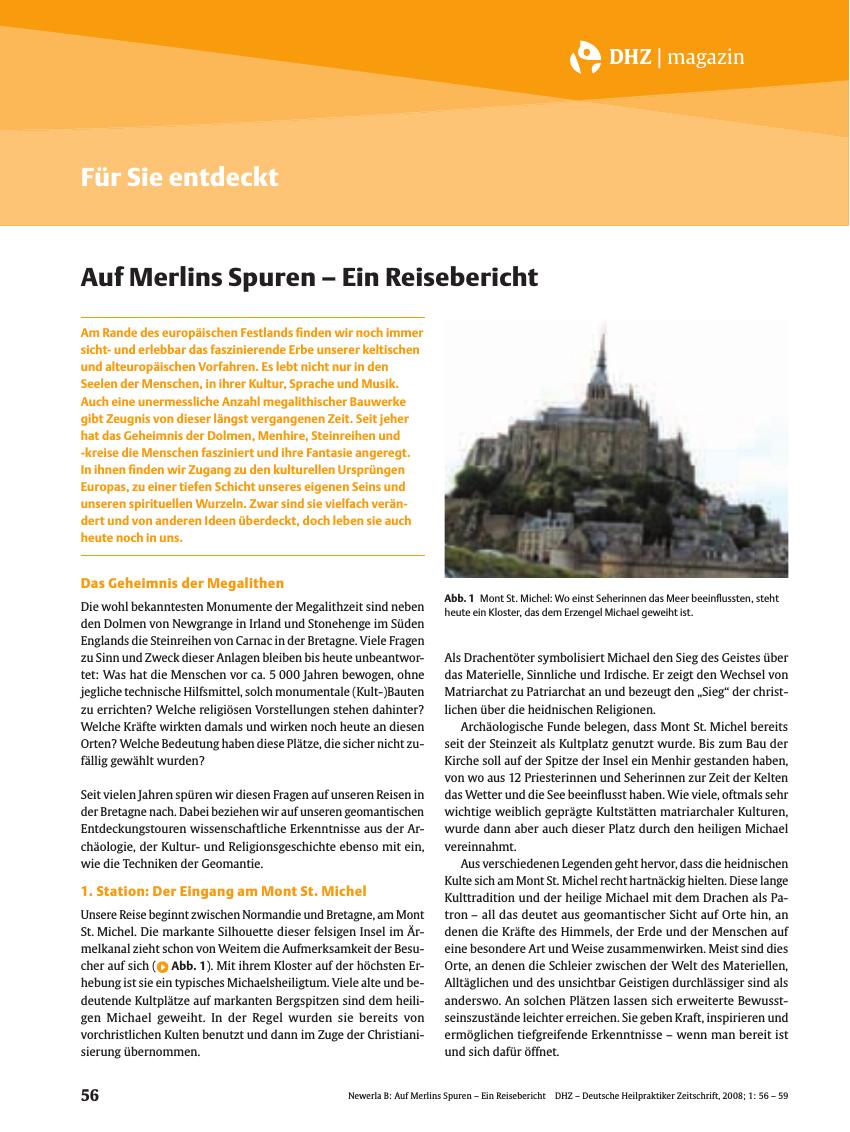 Vorschauseite 1: Auf Merlins Spuren - Ein Reisebericht