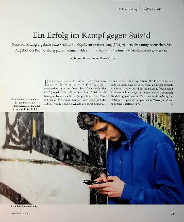 Vorschauseite 1: Ein Erfolg im Kampf gegen Suizid