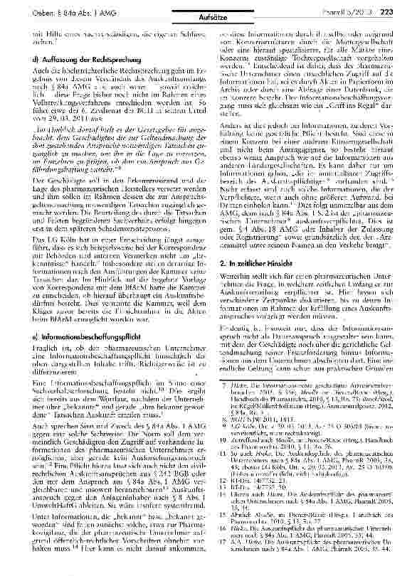 Vorschauseite 3: Die Rechtsfolgenseite des § 84a Abs. 1 AMG - Inhalt und Grenzen des arzneimittellrechtlichen Auskunftsanspruchs