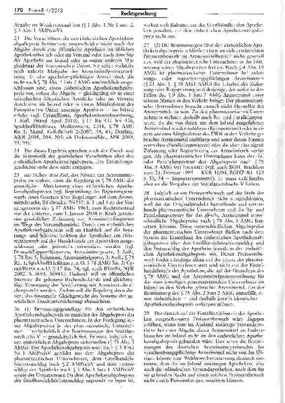 Vorschauseite 3: Deutsche Arzneimittelpreisbindung gilt auch für EU-Versandapotheken SGB V 130a T 1; AMPreisV § 3 I; RL 2001/83/EG Arr. 4 III