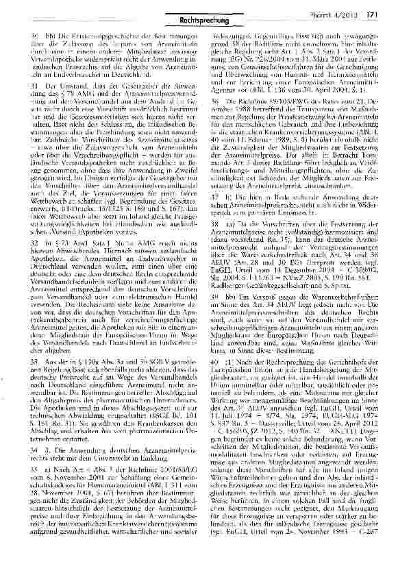 Vorschauseite 4: Deutsche Arzneimittelpreisbindung gilt auch für EU-Versandapotheken SGB V 130a T 1; AMPreisV § 3 I; RL 2001/83/EG Arr. 4 III