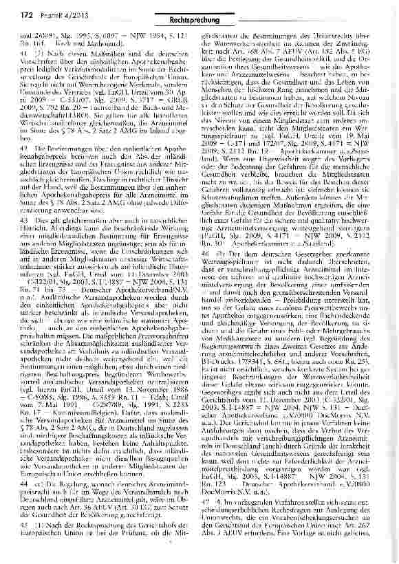 Vorschauseite 5: Deutsche Arzneimittelpreisbindung gilt auch für EU-Versandapotheken SGB V 130a T 1; AMPreisV § 3 I; RL 2001/83/EG Arr. 4 III