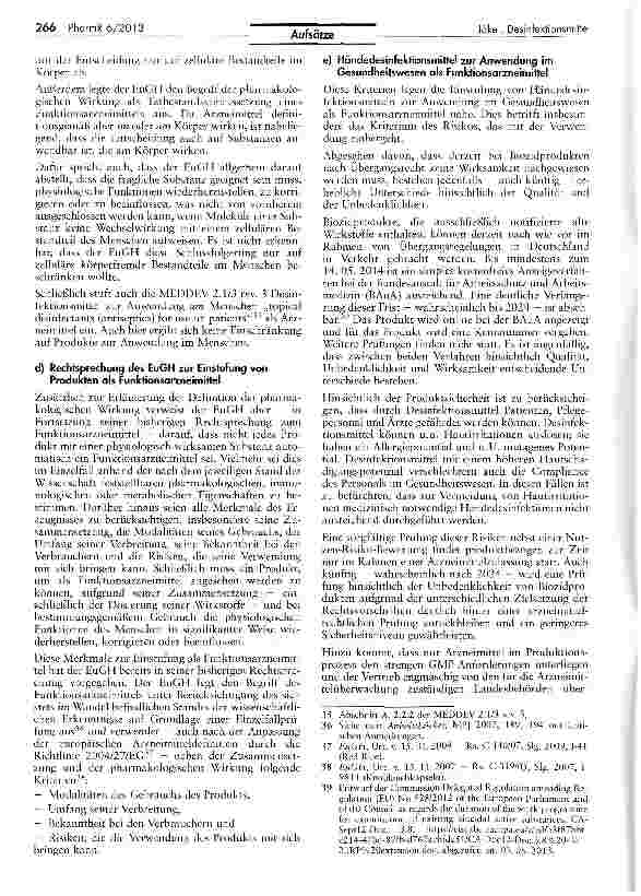 Vorschauseite 6: Rechtliche Einstufung von Desinfektionsmitteln im Gesundheitswesen -ein Update