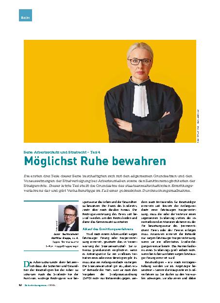 Vorschauseite 1: Serie Arbeitsschutz und Strafrecht – Teil 4 Möglichst Ruhe bewahren