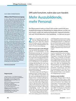 Vorschauseite 1: DPR sieht Fortschritt, mahnt aber zum Handeln. Mehr Auszubildende, mehr Personal
